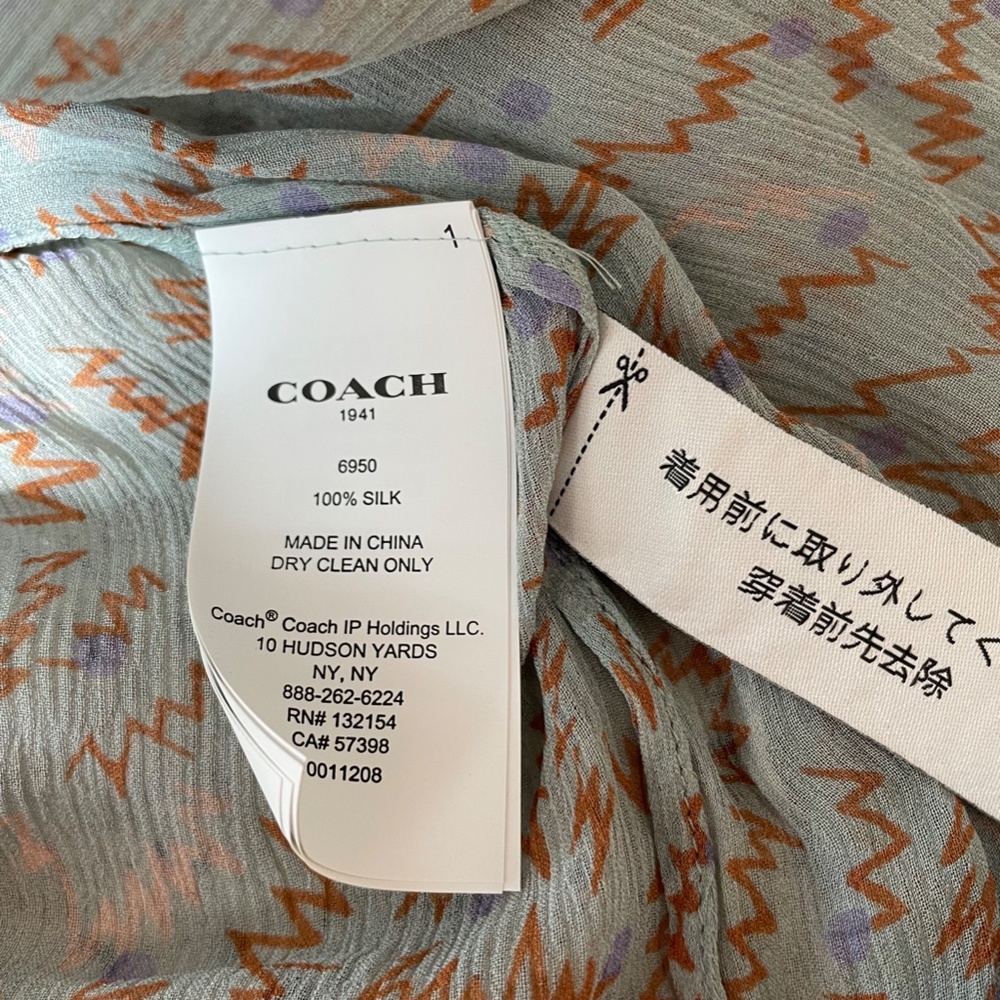 Printed Long Chiffon V Neck Dress from Coach - Picture 7 of 7